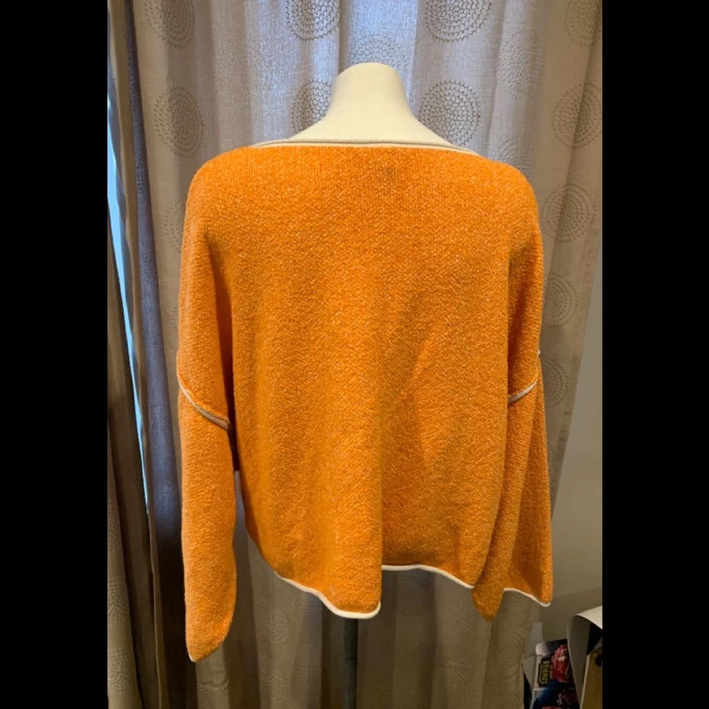 Free People Vibrant Orange‎ Scoop Neck Sweater XL